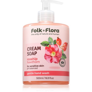Folk & Flora Rosehip & Hawthorn savon liquide crème pour peaux sensibles 500 ml
