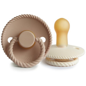FRIGG Rope Size 2:6-18 months tétine Cream/Croissant 2 pcs