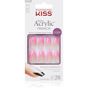 Kiss Acrylic French Color Faux ongles Squared 28 pcs