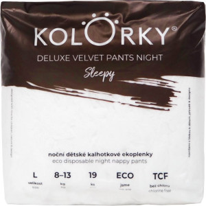 Kolorky Deluxe Velvet Pants Night Sleepy buksebleer til engangsbrug Nat L 8-13 kg 19 stk.
