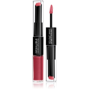 L’Oréal Paris Infallible 24H brillant et rouge à lèvres longue tenue 2 en 1 teinte 804 Metro Proof Rose 5,7 g
