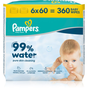 Pampers 99% Water Baby Wipes Vochtige Reinigings Doekjes voor Kinderen 6x60 st