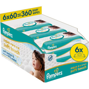 Pampers Aqua Soft Touch lingettes nettoyantes pour enfant 6x60 pcs