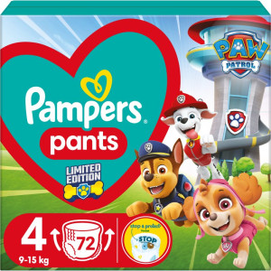 Pampers Pants Paw Patrol Size 4 kertakäyttöiset housuvaipat 9-15 kg 72 kpl