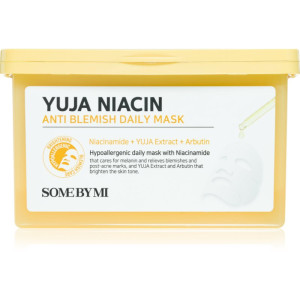 Some By Mi Yuja Niacin Anti Blemish Daily Mask brightening sheet mask to even out skin tone large pack 30 pc