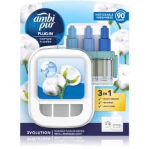 AmbiPur 3volution Cotton Flower ambientador elétrico com recarga 20 ml. 3volution Cotton Flower