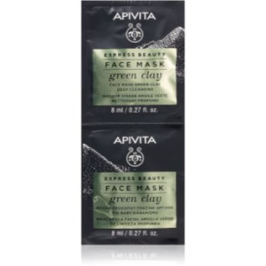 Apivita Express Beauty Cleansing Face Mask Green Clay máscara facial purificante com argila verde 2x8 ml. Express Beauty Cleansing Face Mask Green
