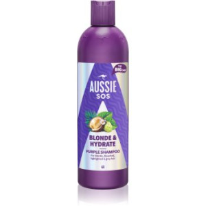 Aussie SOS Blonde & Hydrate champô com tom violeta para cabelo loiro e grisalho 500 ml. SOS Blonde & Hydrate