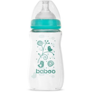 Baboo Anti-colic Glass Feeding Bottle Wide Neck biberão de vidro 3m+ 1 un.. Anti-colic Glass Feeding Bottle Wide Neck