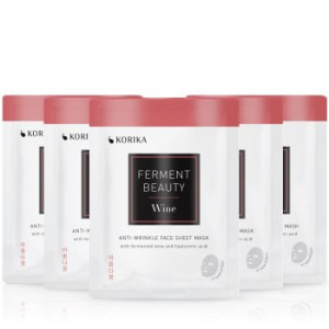 KORIKA FermentBeauty Set of 5 Anti-wrinkle Face Sheet Masks with Fermented Wine and Hyaluronic Acid coffret de máscaras faciais a preço promocional .