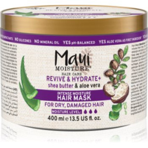Maui Moisture Revive & Hydrate + Shea Butter & Aloe Vera máscara hidratante e nutritiva para cabelo 400 ml. Revive & Hydrate + Shea Butter & Aloe Vera