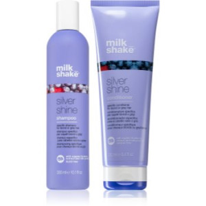 milk_shake® Silver Shine champô e condicionador neutraliza tons amarelados . Silver Shine