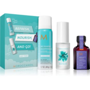 Moroccanoil Refresh, Nourish, and Go! (Light Tones) conjunto para cabelo loiro e grisalho para mulheres . Refresh, Nourish, and Go! (Light Tones)