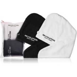 Revolution Haircare Microfibre Hair Wraps toalha para cabelo tom Black/White 2 un.. Microfibre Hair Wraps