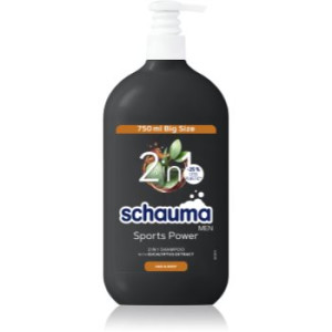 Schwarzkopf Schauma MEN gel de duche e champô 2 em 1 para homens Sports Power 750 ml. Schauma MEN