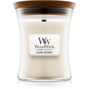 Woodwick Island Coconut vela perfumada com pavio de madeira 275 g. Island Coconut