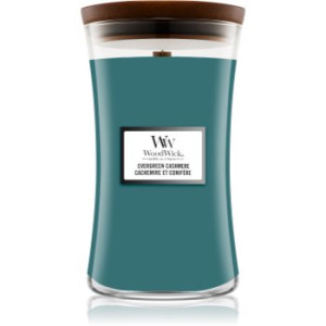 Woodwick Evergreen Cashmere vela perfumada com pavio de madeira 610 g. Evergreen Cashmere