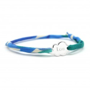 Bracelet personnalisé cordon liberty - nuage - Argent