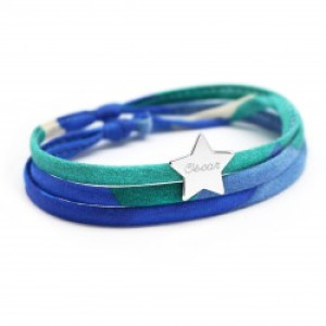 Bracelet personnalisé cordon liberty - étoile - Argent