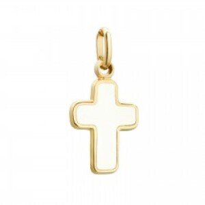 Pendentif personnalisé - croix ivoire - Plaqué or