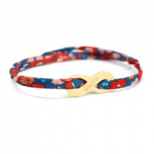 Bracelet personnalisé cordon liberty - infini - Plaqué or