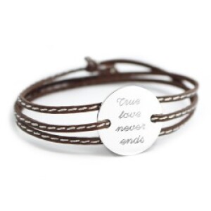 Bracelet cuir personnalisé - Amazone family - Argent