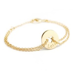 Bracelet chaine personnalisé - Poème coeur enfant - Plaqué or