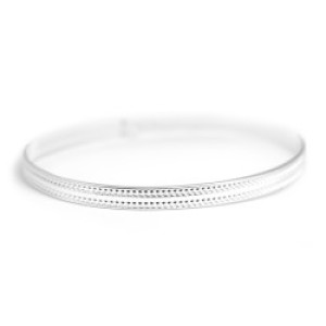 Jonc femme personnalisé - ruban double perle - Argent