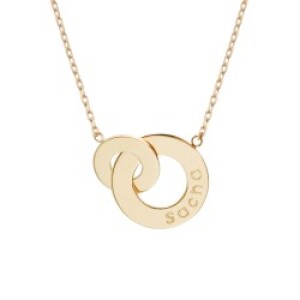 Collier femme personnalisé - anneaux enlacés - Plaqué or