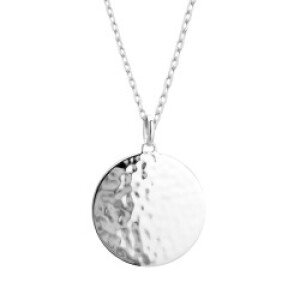 Collier personnalisé médaille martelée - Argent