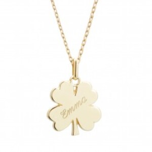 Collier personnalisé - médaille trèfle - Plaqué or