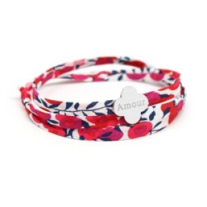 Bracelet personnalisé cordon liberty - trèfle - Argent