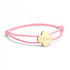 Bracelet cordon personnalisé - trèfle - Plaqué or