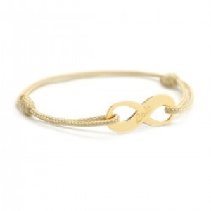 Bracelet cordon personnalisé - infini femme - Plaqué or
