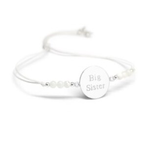 Bracelet personnalisé rainbow médaille - blanc - Argent