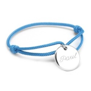 Bracelet cordon personnalisé - kids médaille - Argent