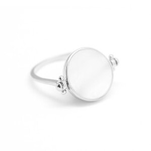 Bague Personnalisée Nacre Ronde - Argent