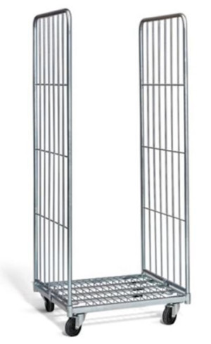 Rullcontainer, HxLxB 1800x720x800 mm, med 2 väggar, max 400 kg