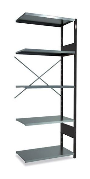 Lagerhylla Svart/Galvad, utbyggnad, BxDxH 965x500x2500, öppen
