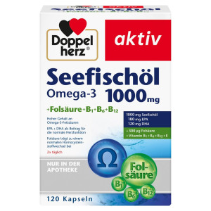 Doppelherz® aktiv Doppelherz Seefischöl Omega-3 1.000 mg+Fols.Kaps. 120 St Kapseln