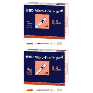 BD Micro-Fine+ Insulinspr.0,3 ml U100 0,3x8 mm 2x 2x100 St Spritzen