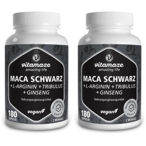 vitamaze Maca SCHWARZ+Tribulus+Ginseng Komplex Kapseln 2x 2x180 St
