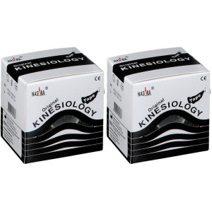 NASARA Kinesiologie Tape 5 cmx5 m schwarz x2 2x1 St Verband