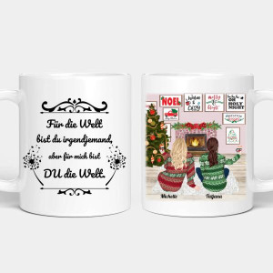 Personalisierte Tasse - Beste Freundinnen Weihnachten sitzend