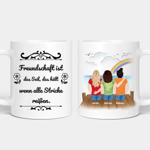 Personalisierte Tasse - Beste Freundinnen Meeresblick (2-5 Frauen)