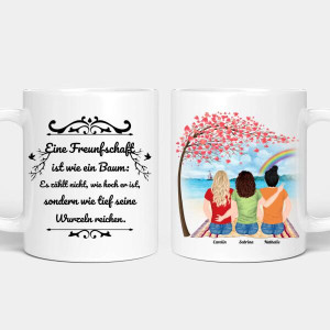 Personalisierte Tasse - Beste Freundinnen Herzblütenbaum (2-5 Frauen)