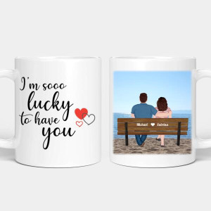 Personalisierte Tasse - Pärchen auf Sitzbank