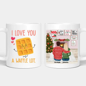 Personalisierte Pärchen Tasse - Weihnachten sitzend
