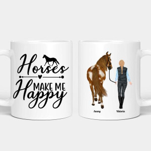 Personalisierte Tasse - Frau mit Pferd (1-2 Pferde)