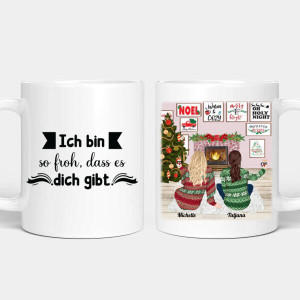 Personalisierte Tasse - Beste Schwestern Weihnachten sitzend